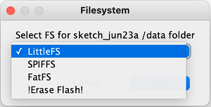 ESP32 Filesystem uploader Arduino IDE choose filesystem MAC OS