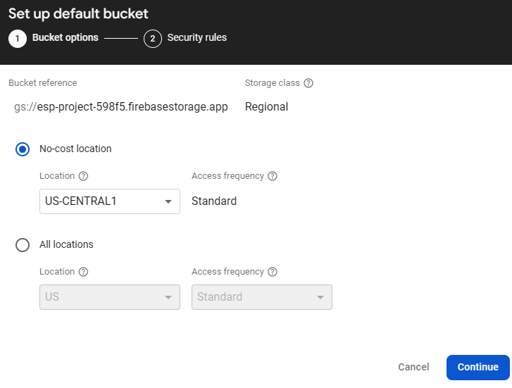 Firebase Set Up Default Storage Bucket