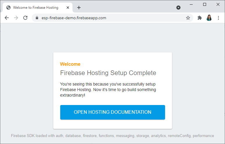 Firebase test page hosting setup complete
