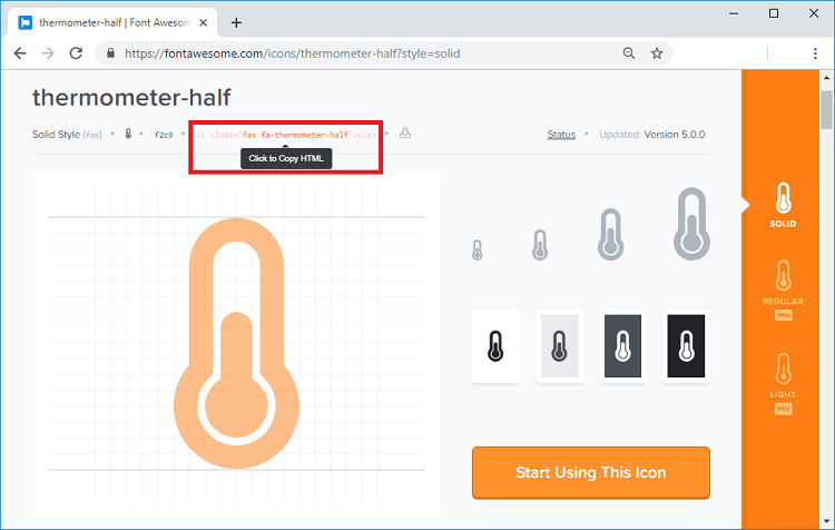 Font Awesome Icons website thermometer half