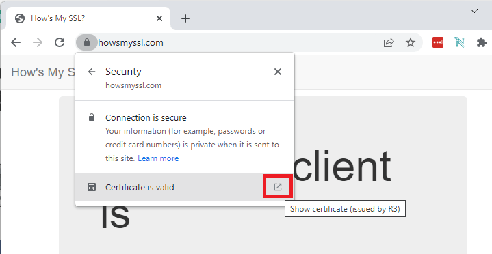 Google chrome website certificate ssl information