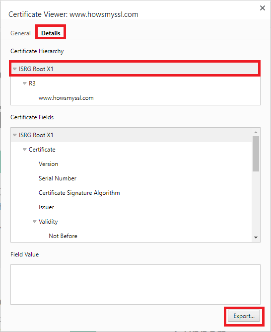 Google chrome website certificate ssl details