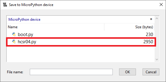 HC-SR04 library MicroPython file created Thonny IDE