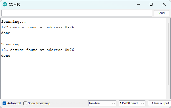 Raspberry Pi Pico I2C Scanner Serial Monitor