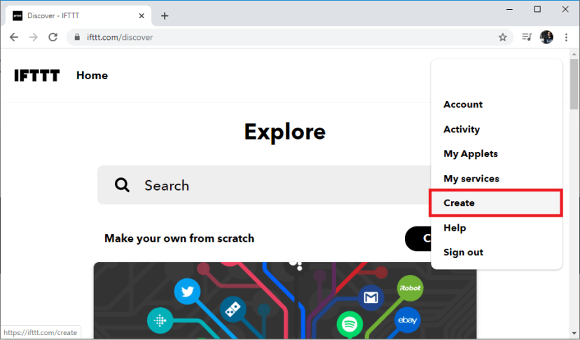 ifttt discover create new applet