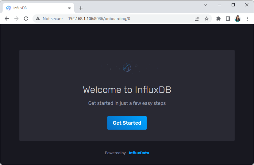 InfluxDB Get Started Screen