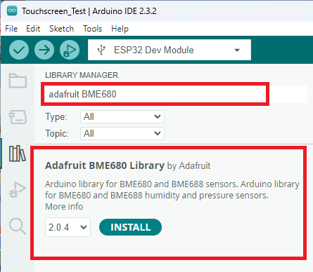 install adafruit BME680 arduino ide
