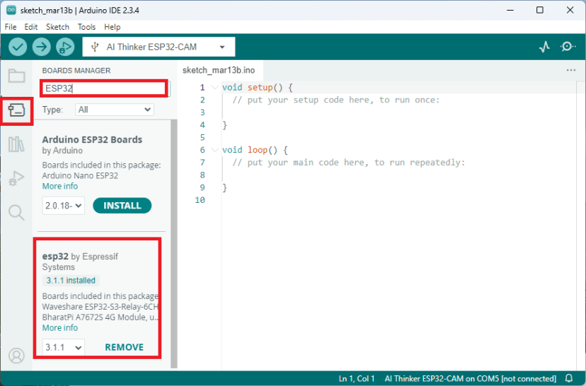 Install ESP32 Arduino IDE 2 board add-on version 3