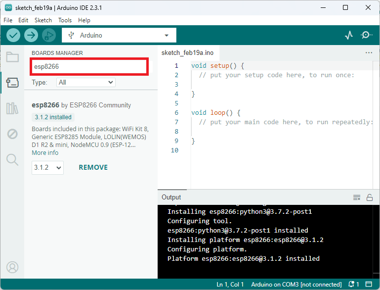 Install ESP8266 NodeMCU boards Arduino IDE 2