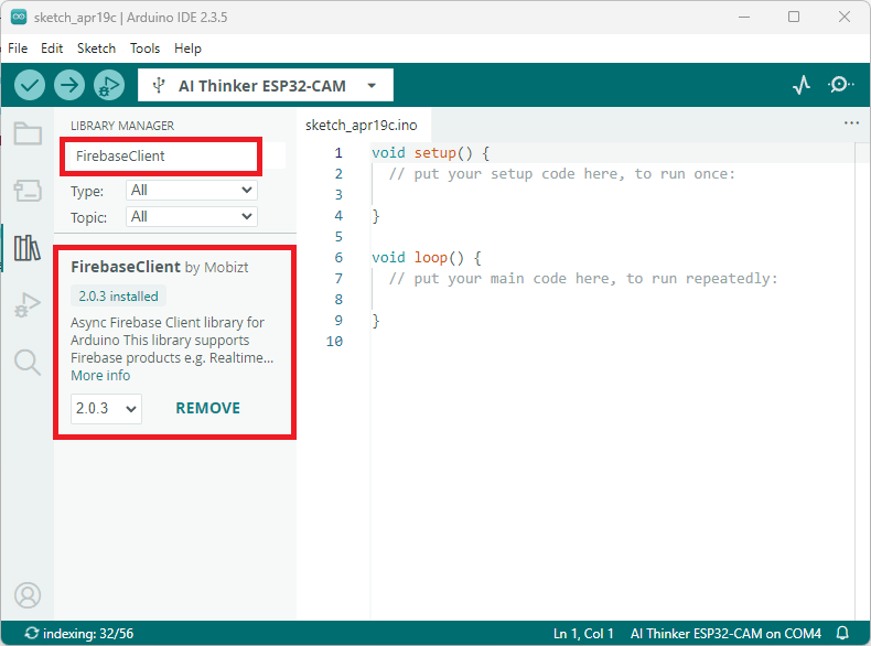 Install Firebase Client Library Arduino IDE