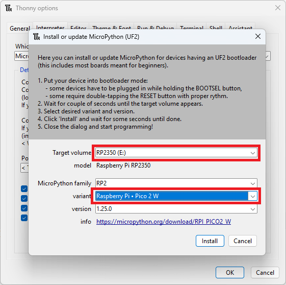 Install MicroPython Raspberry Pi Pico 2 Thonny IDE