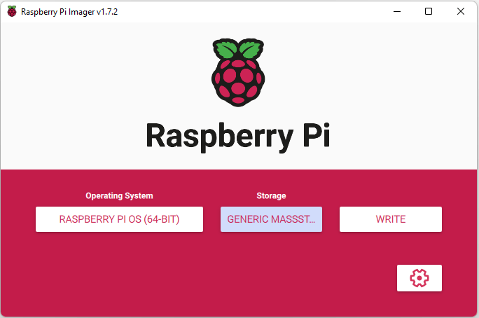 Install Raspberry Pi 64-bit Storage and OS selected