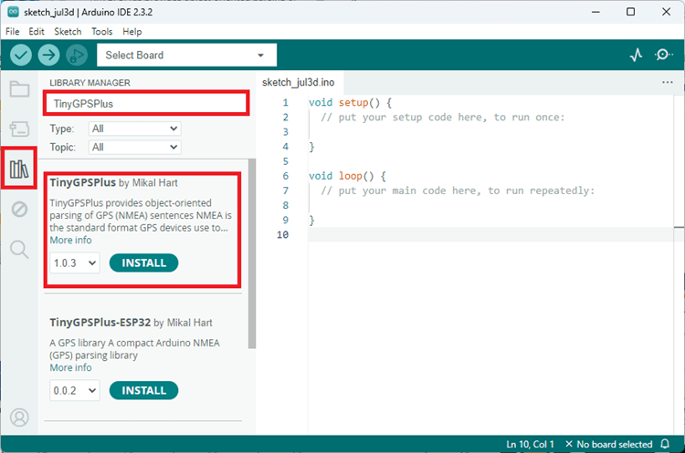 Installing TinyGPSPlus Library Arduino IDE