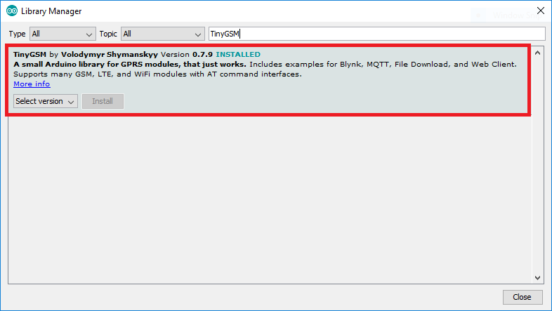 Installing TinyGSM library