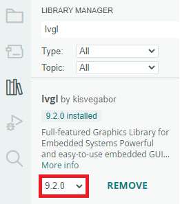 Installing LVGL version 9.2 Arduino IDE software