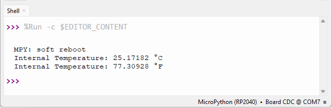 Raspberry Pi Pico, read internal temperature sensor