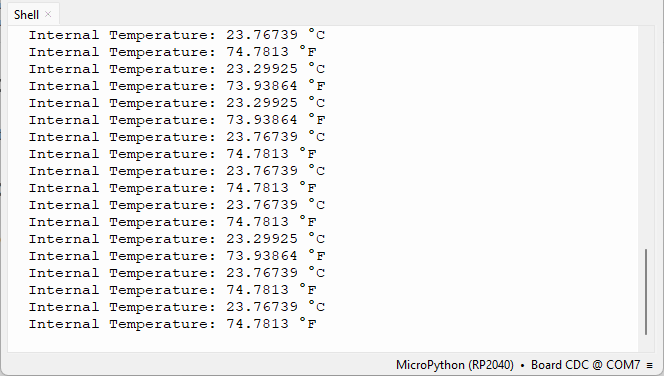 Raspberry Pi Pico read internal temperature sensor