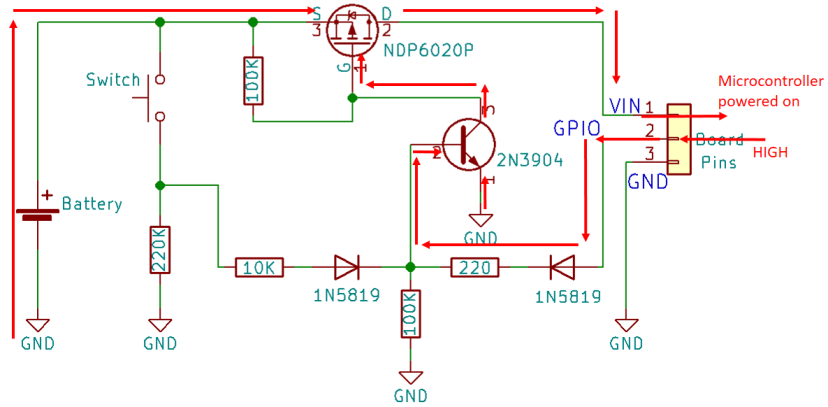 power latch circuit schematics esp32 esp8266 arduino
