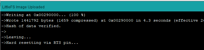 Filesystem image Uploaded successfully arduino ide ESP32