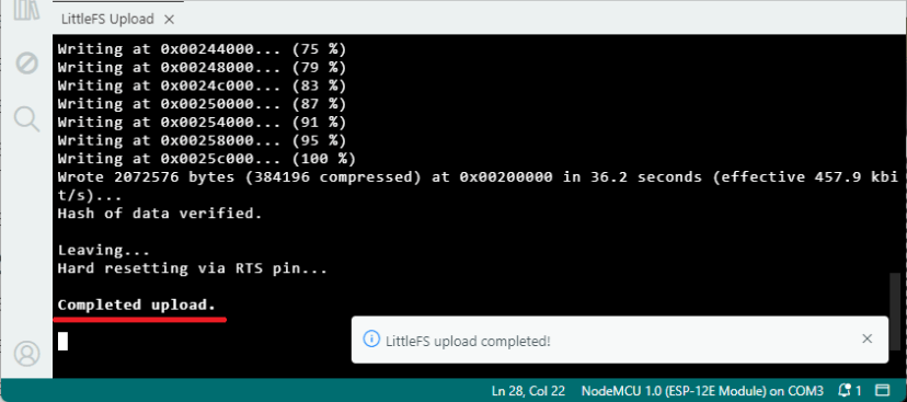 LittleFS Upload Complete to ESP8266 Arduino IDE