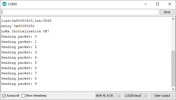 Arduino IDE: ESP32 LoRa Sender Circuit Demonstration