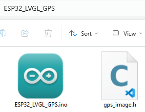 LVGL Load Image Arduino Code example folder GPS image file
