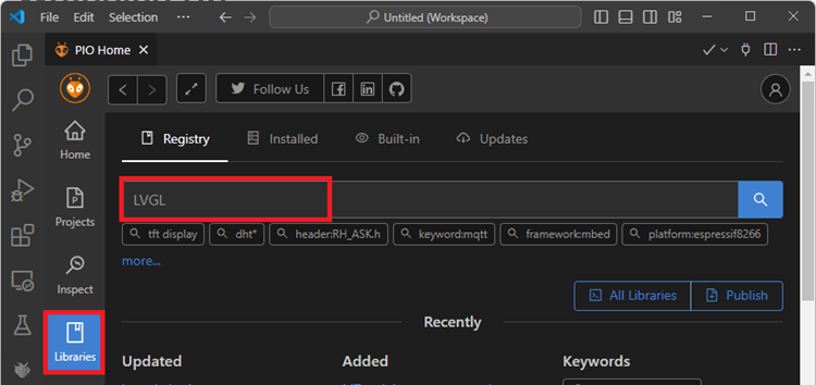 install LVGL library VS Code