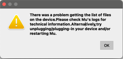 Mu Editor Error opening files
