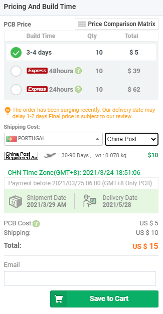 PCBWay Order PCB China post shipping method