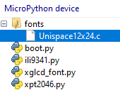 New Font Created Inside Fonts Folder MicroPython