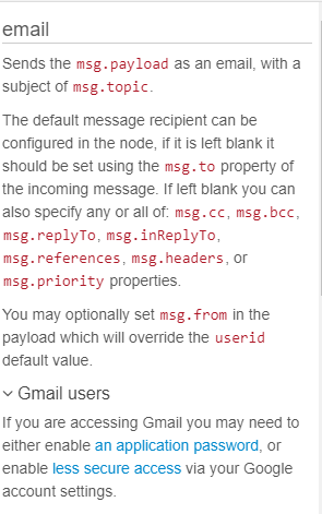node-red email nodes documentation