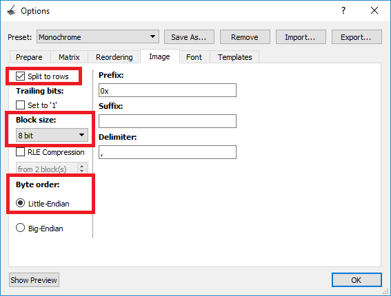 Display Bitmap Images OLED convert image export