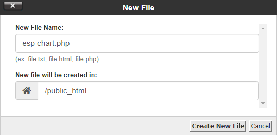 PHP Create New file esp chart data .php