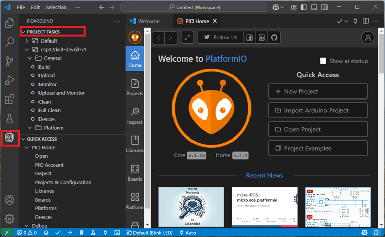 pioarduino project tasks