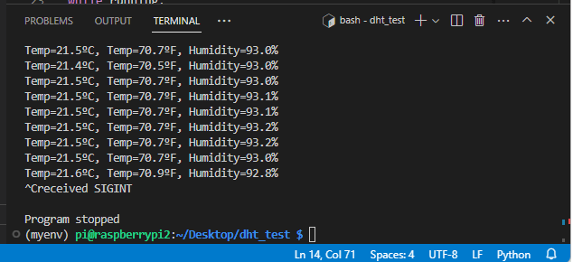 Raspberry Pi DHT datalogger keyboard interrupt