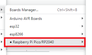 Raspberry Pi Pico Board Options Arduino IDE 2