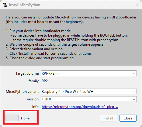 Installing MicroPython Raspberry Pi Pico Thonny IDE