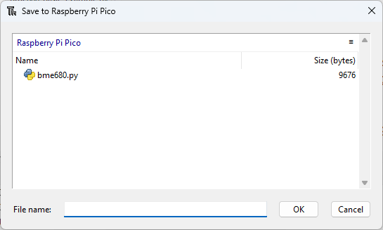 BME280 Raspberry Pi pico library saved Thonny IDE