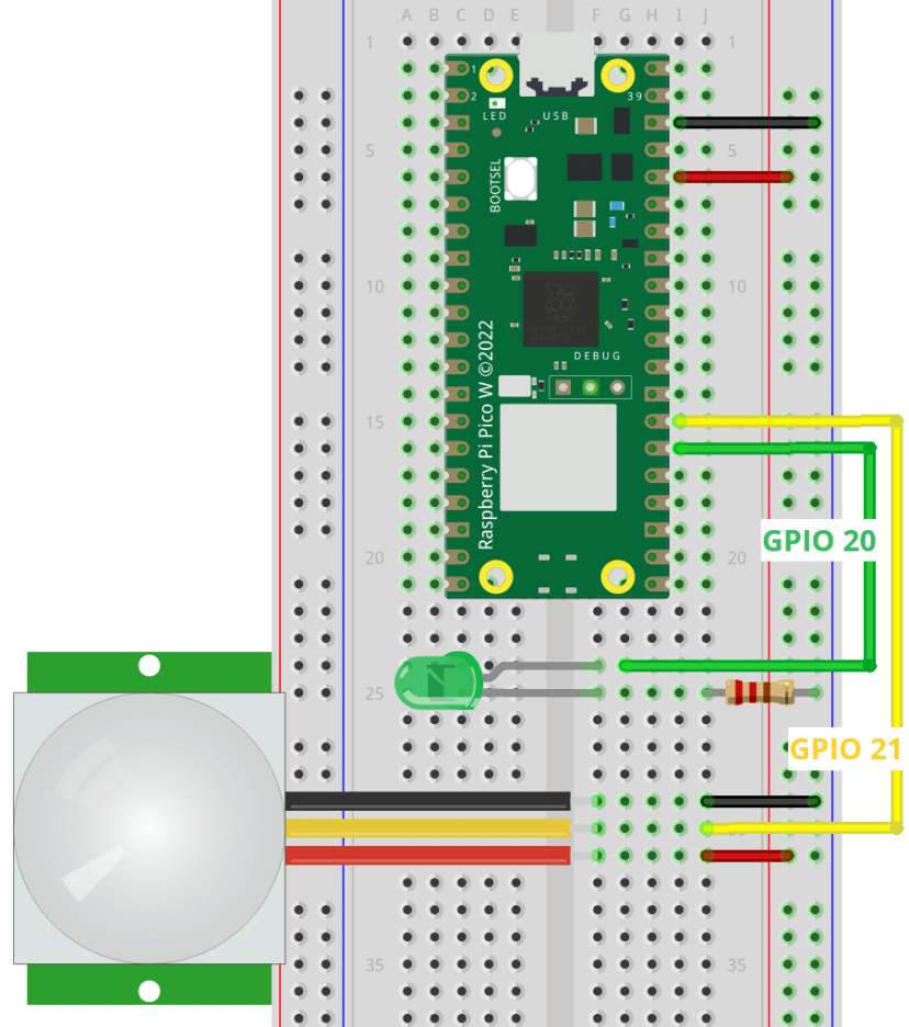 RPi Pico LED Pushbutton Circuit