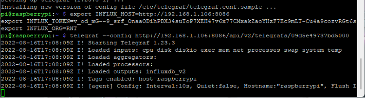 Run Telegraf Raspberry Pi