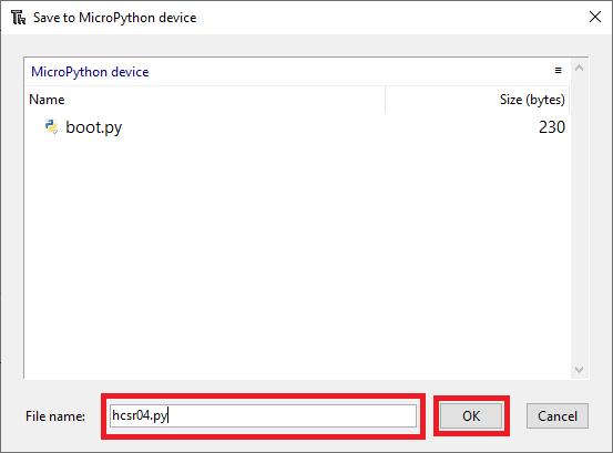 HC-SR04 library new MicroPython file Thonny IDE