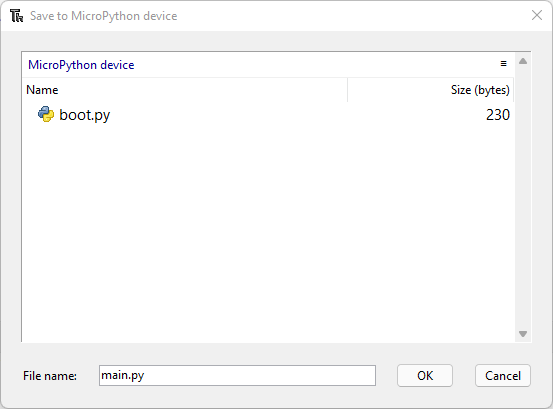 Save Script to MicroPython device ESP32 ESP8266