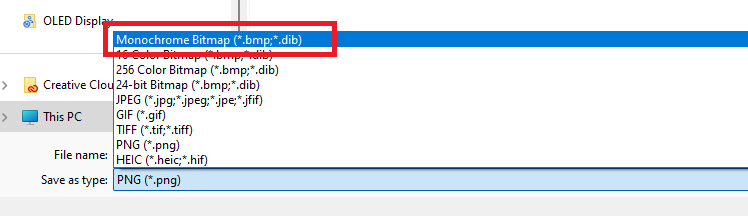 save image monochrome bitmap format