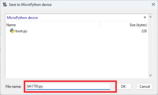 saving bh1750.py to esp32 esp8266
