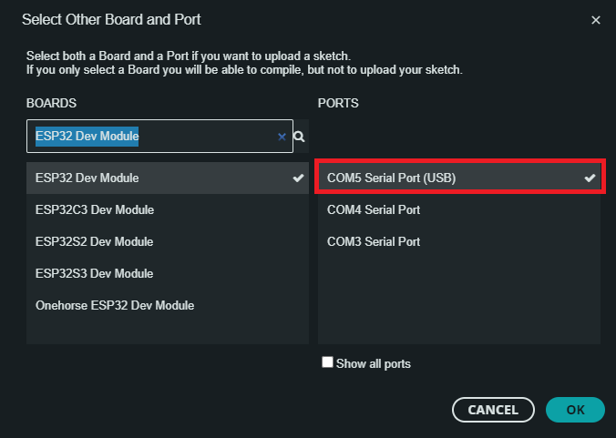 Select ESP32 ESP8266 NodeMCU COM Port Arduino IDE