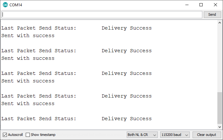 ESP-NOW Sending Packets Delivery Success ESP32 Serial Monitor