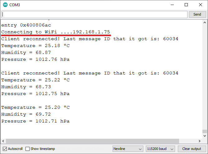 ESP8266 NodeMCU Web Server using Server Sent Events Serial Monitor Demonstration