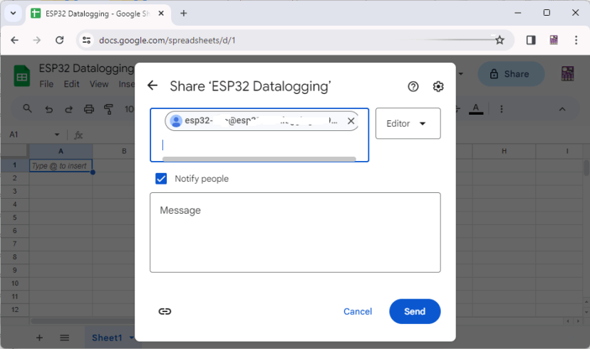 Share spreadsheet with google service account