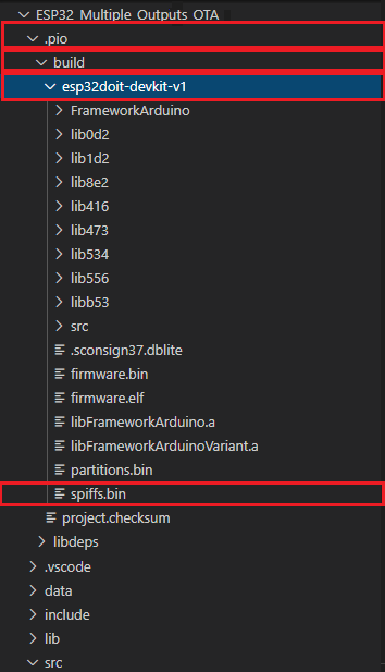 SPIFFS Bin File Directory VS Code + PlatformIO ESP32