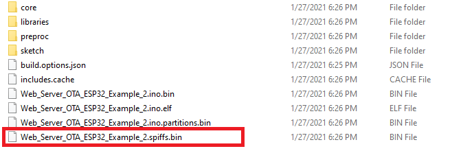 SPIFFS Bin Folder Arduino IDE